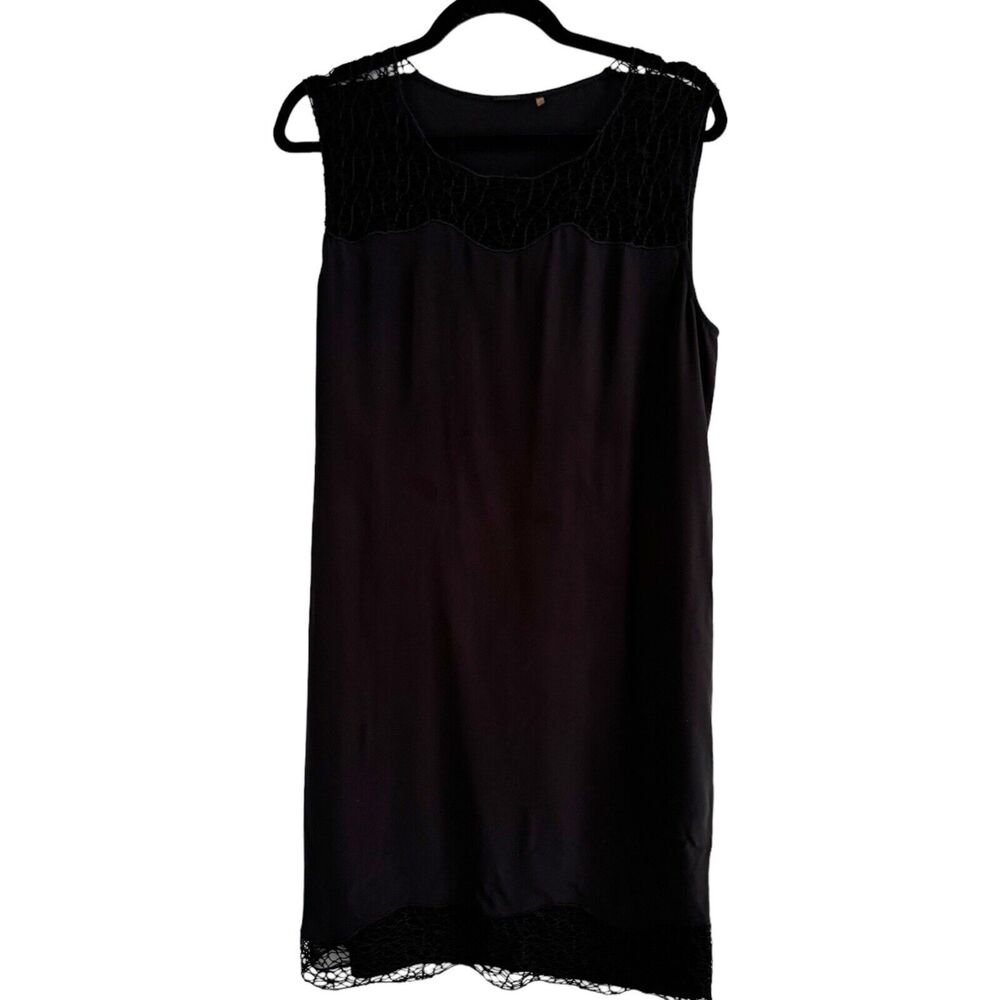 Elie Tahari Black Silk Pullover Sleeveless Shift Dress Size 12 Minimalist